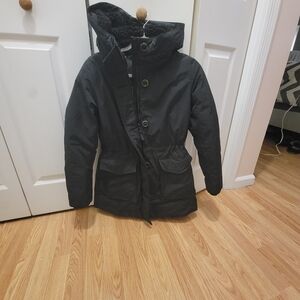 Black Hooded Parka Coat